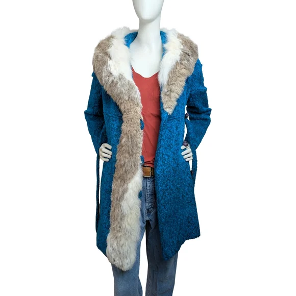 Vintage 1960s Mohair Coat Real Fur Collar | Union Made | Size XS/S - Picture 9 of 16